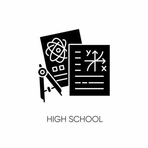 High school black glyph icon cover image.