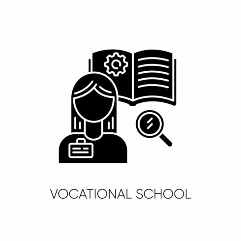 Vocational school black glyph icon cover image.