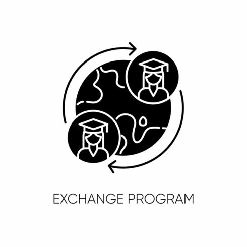 Exchange program black glyph icon cover image.