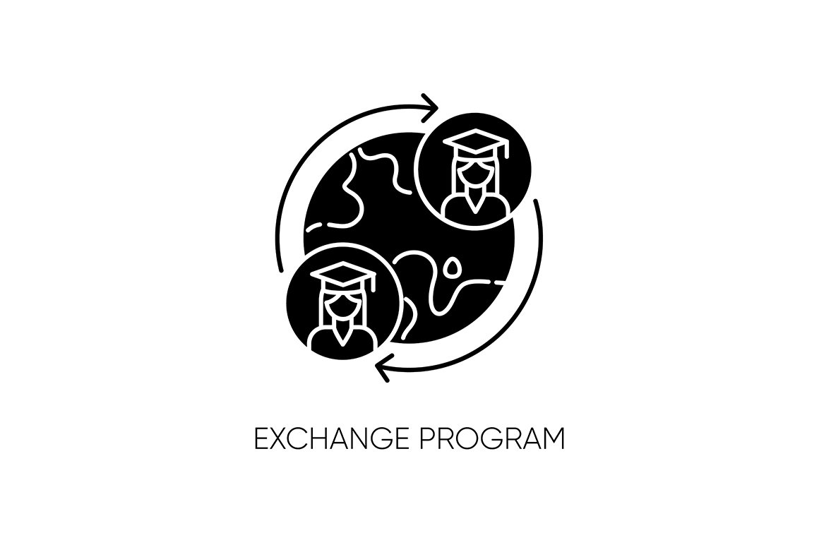 Exchange program black glyph icon cover image.