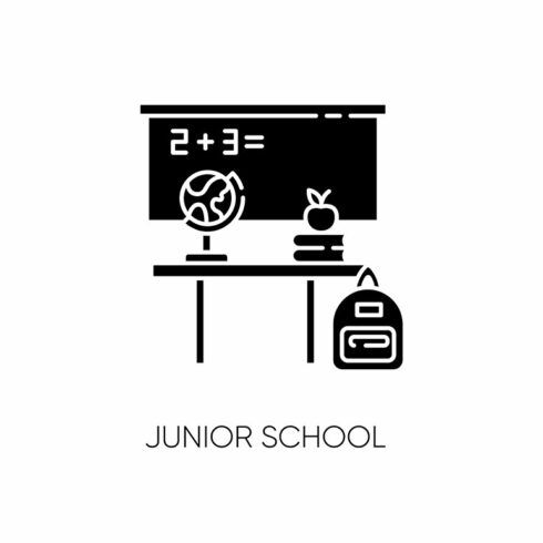 Junior school black glyph icon cover image.