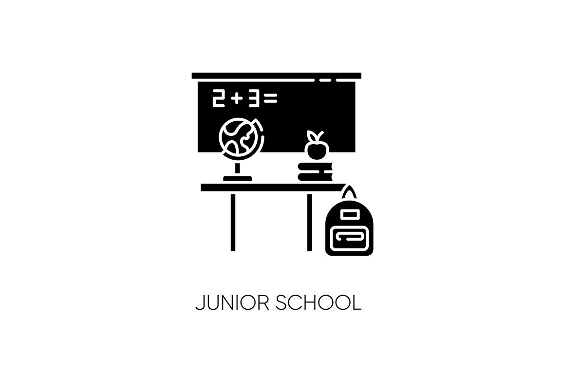 Junior school black glyph icon cover image.