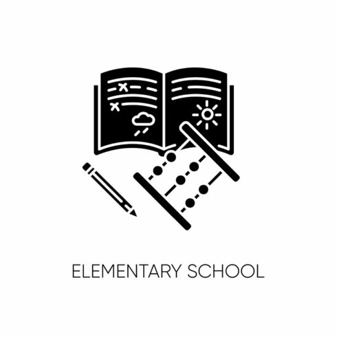 Elementary school black glyph icon cover image.