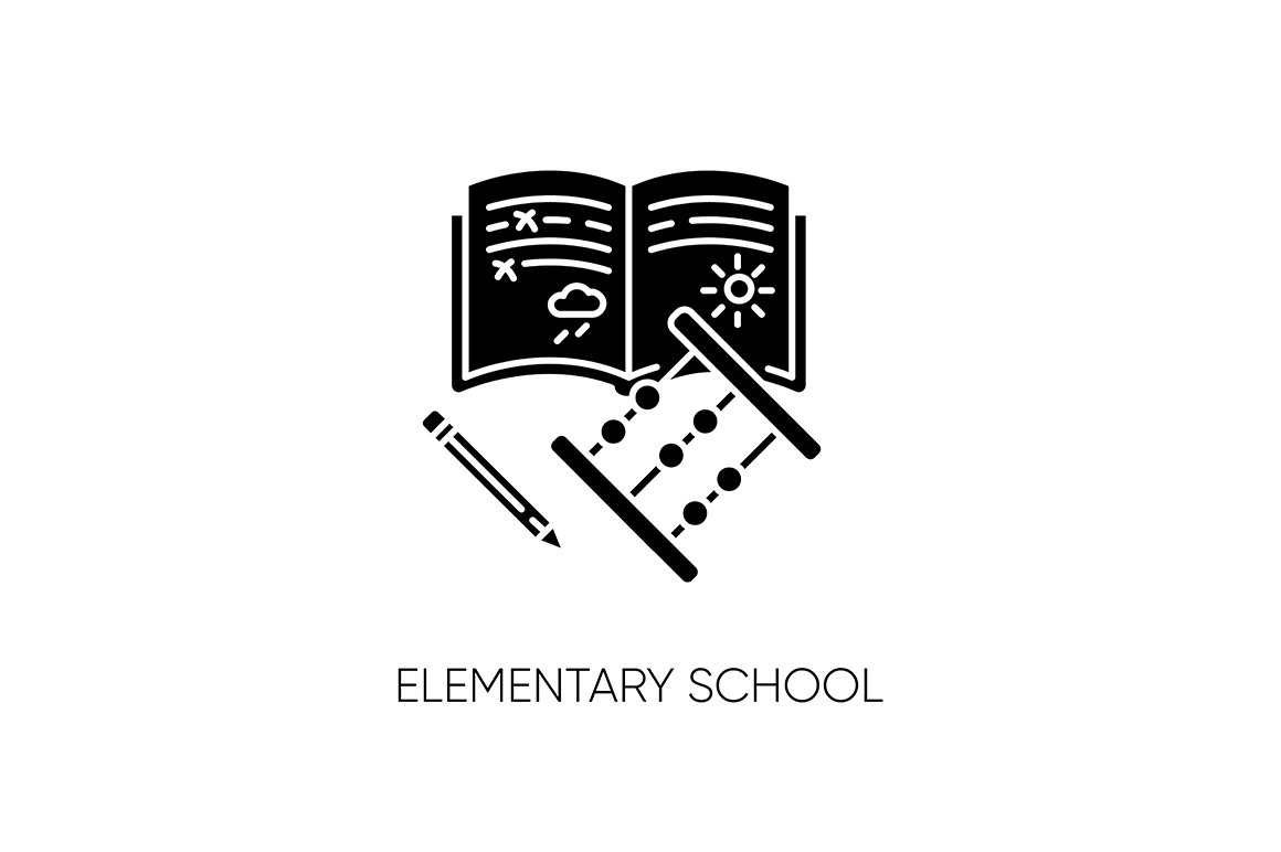 Elementary school black glyph icon cover image.