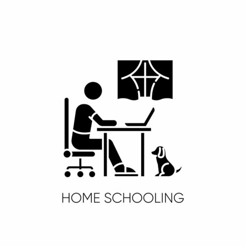Home schooling black glyph icon cover image.