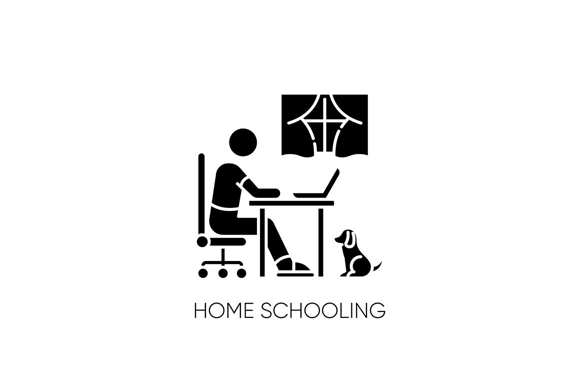Home schooling black glyph icon cover image.