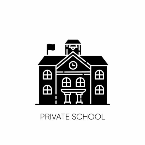 Private school black glyph icon cover image.