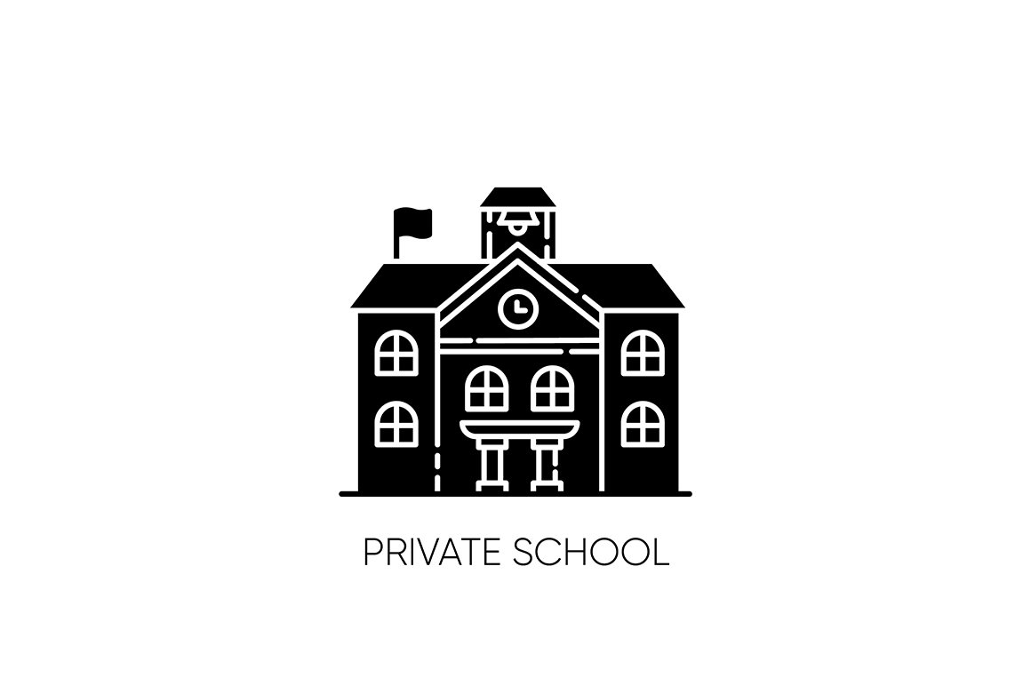 Private school black glyph icon cover image.