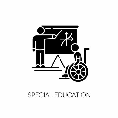 Special education black glyph icon cover image.