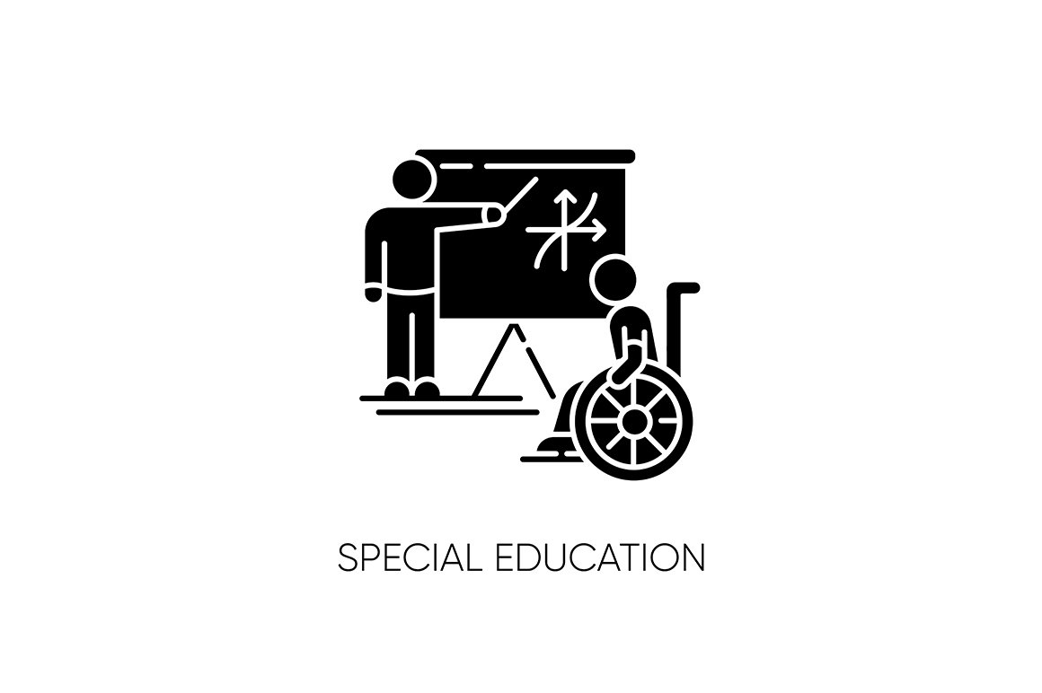 Special education black glyph icon cover image.