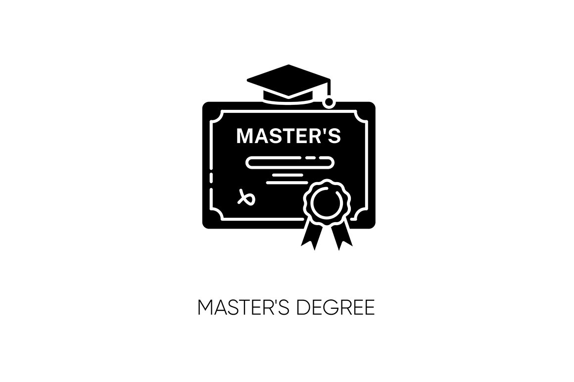 Masters degree black glyph icon cover image.