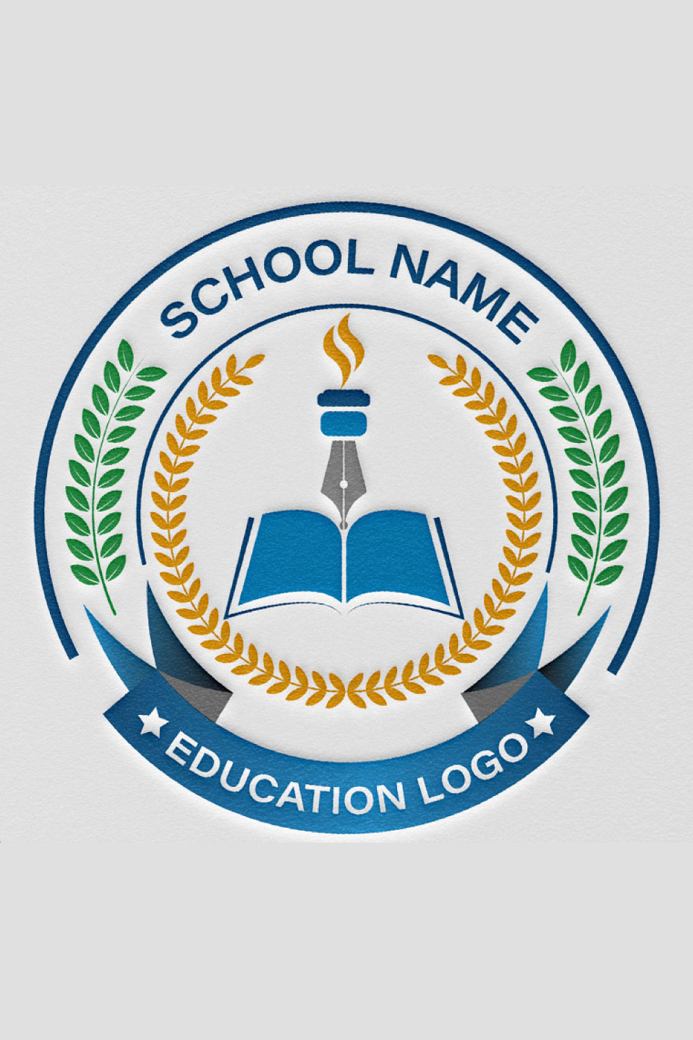 School University editable logo design pinterest preview image.