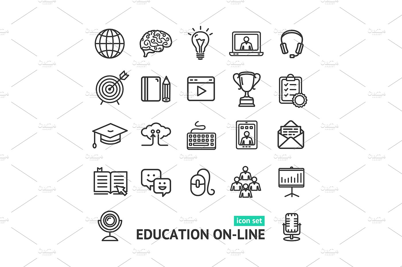 Symbol of Education Online Icons preview image.