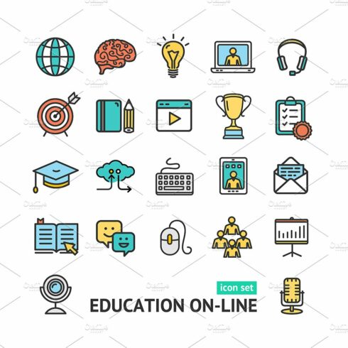 Symbol of Education Online Icons cover image.