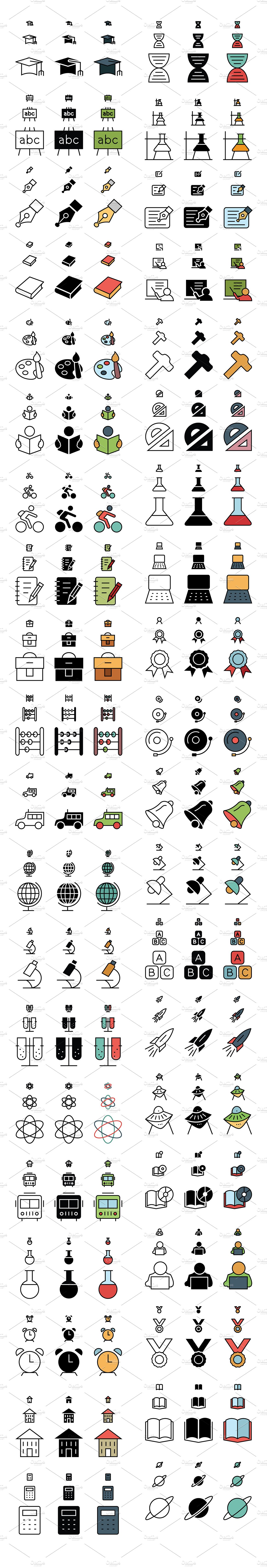 900 Education Responsive Icons preview image.