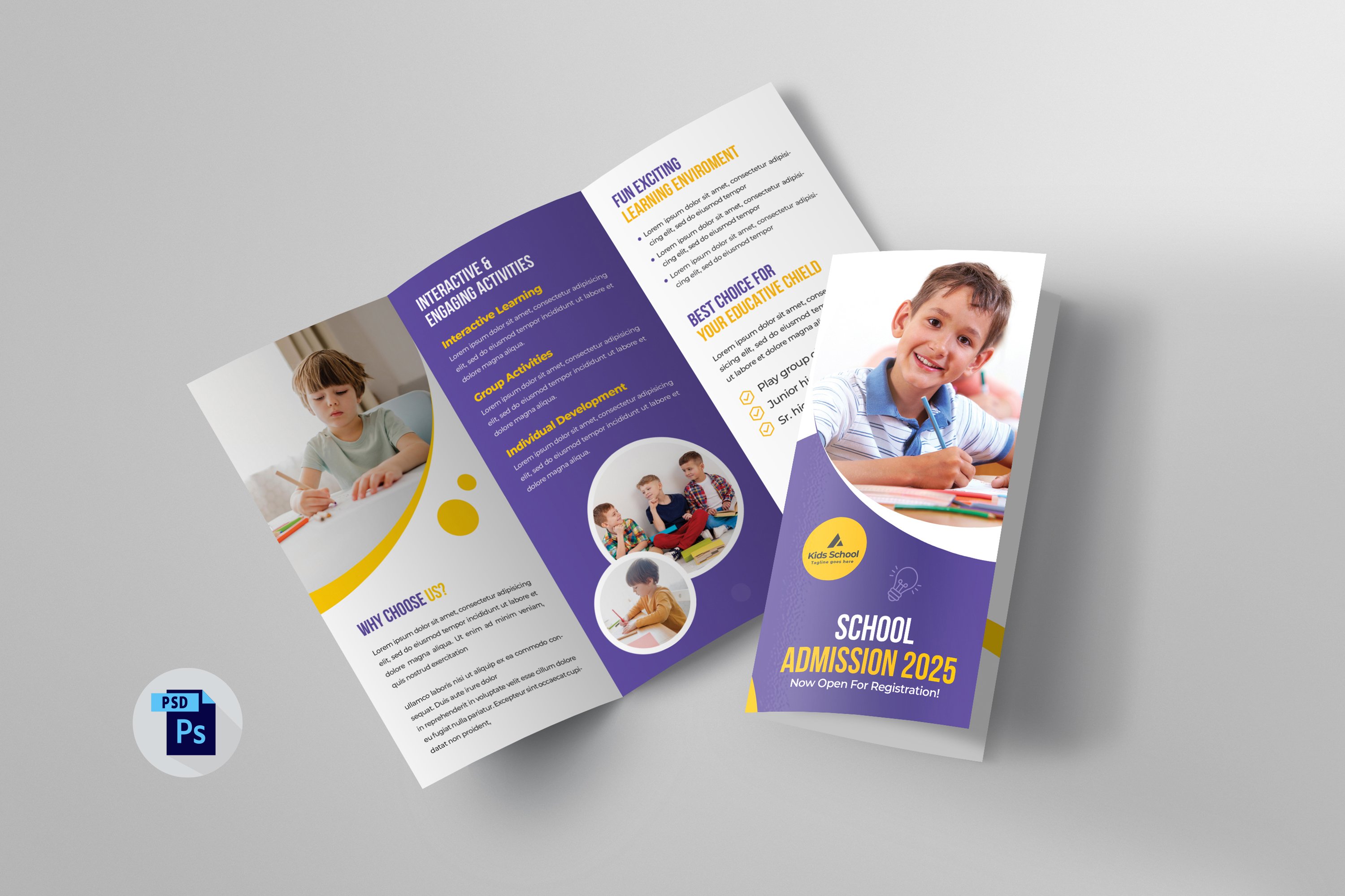 School Admission Trifold Brochure cover image.