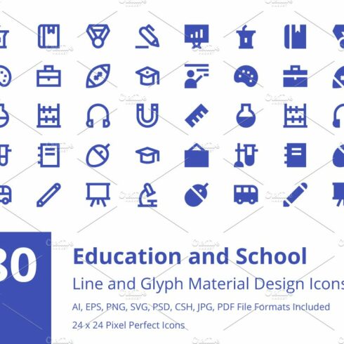Material Education and School Icons cover image.