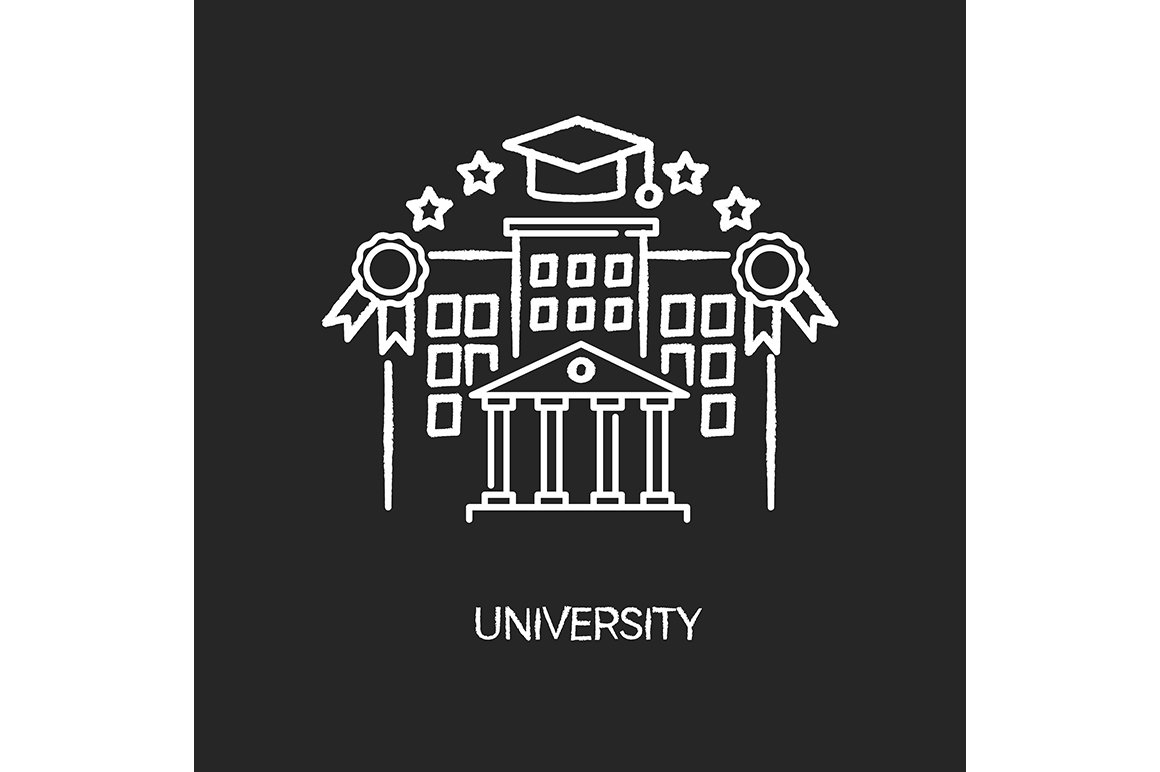 University chalk white icon cover image.