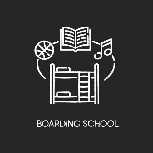 Boarding school chalk white icon cover image.