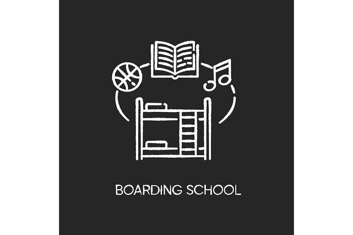 Boarding school chalk white icon cover image.