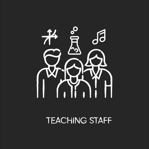 Teaching staff chalk white icon cover image.