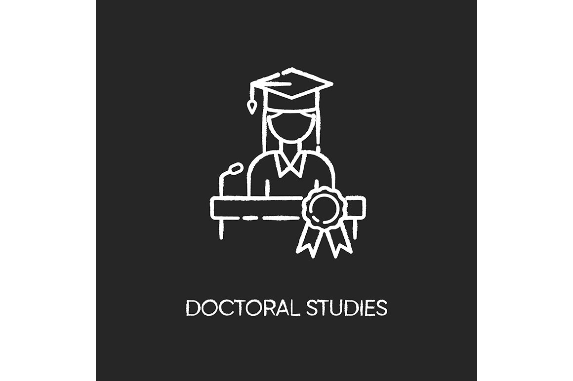 Doctoral studies chalk white icon cover image.