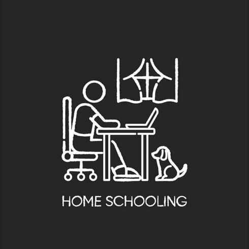 Home schooling chalk white icon cover image.