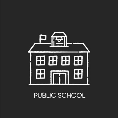 Public school chalk white icon cover image.