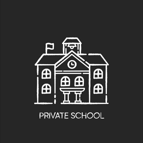 Private school chalk white icon cover image.