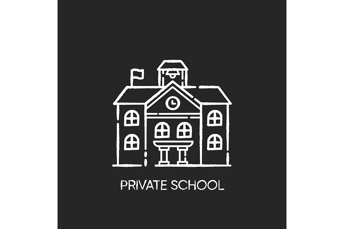Private school chalk white icon cover image.