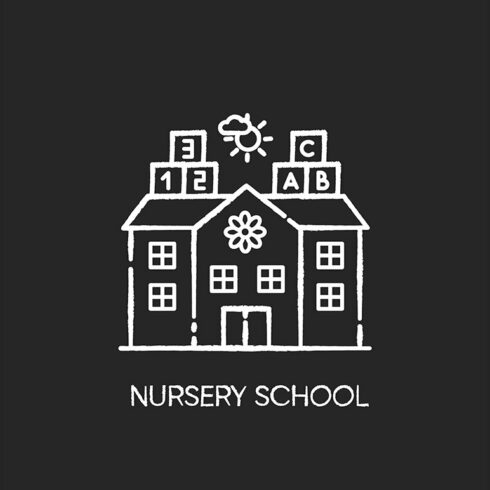 Nursery school chalk white icon cover image.