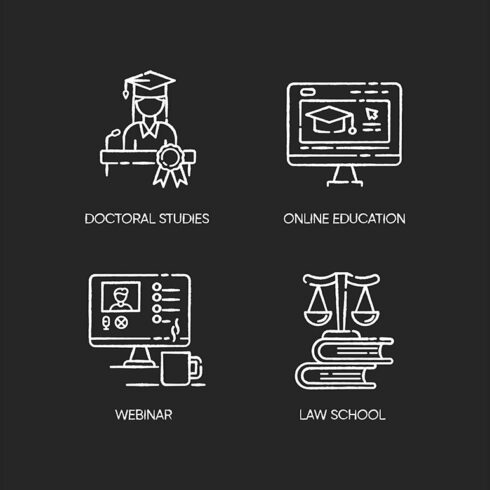 Modern higher education chalk icons cover image.