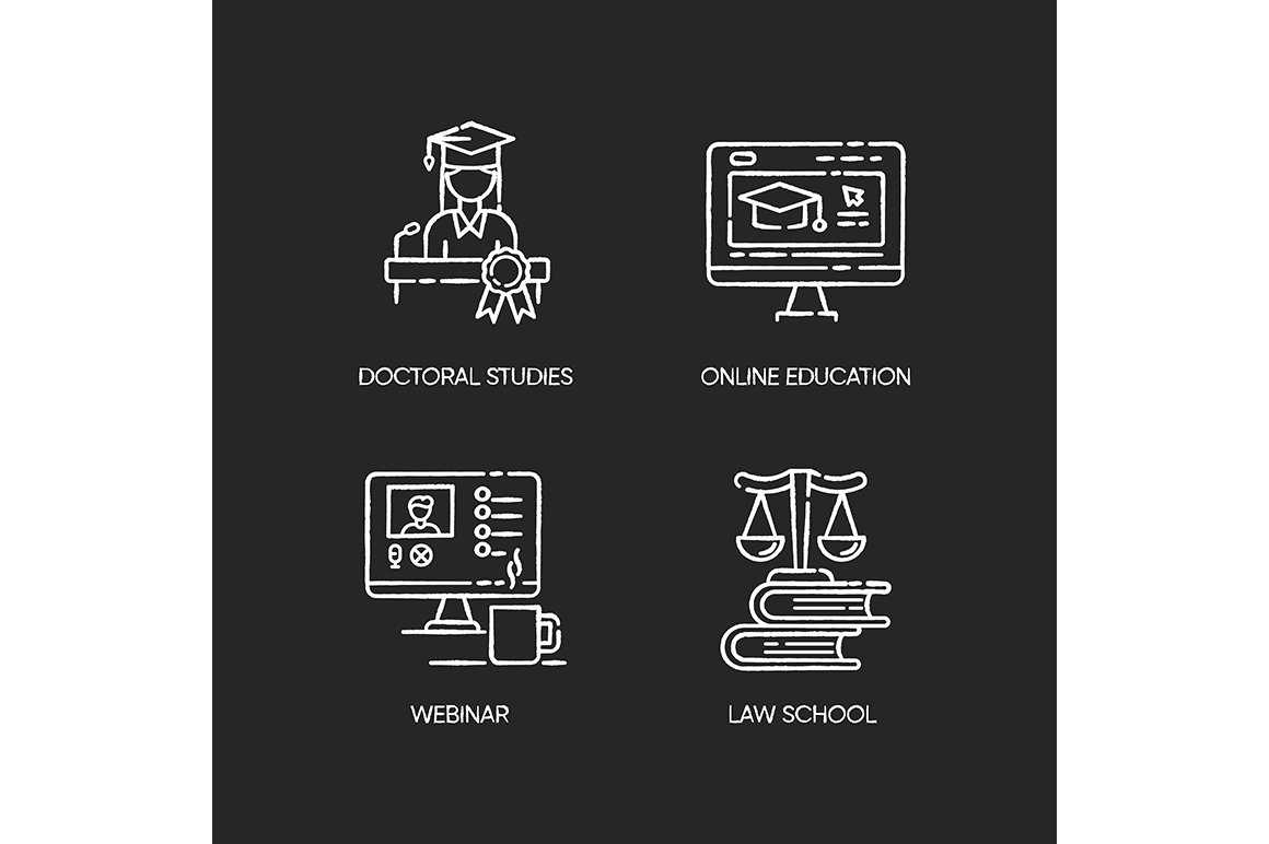 Modern higher education chalk icons cover image.