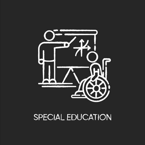 Special education chalk white icon cover image.