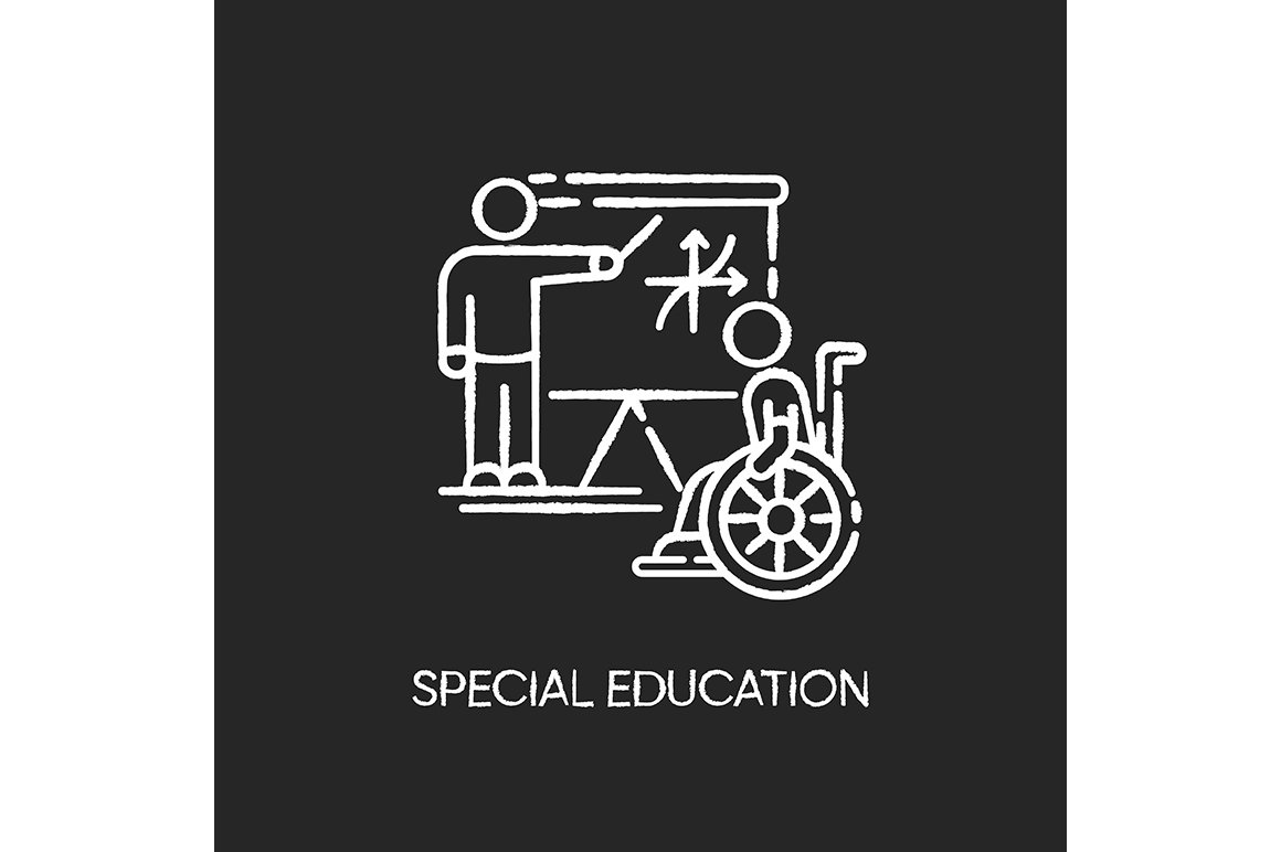 Special education chalk white icon cover image.