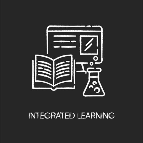 Integrated learning chalk white icon cover image.