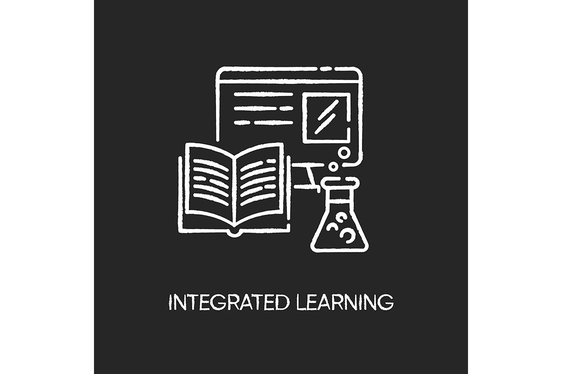 Integrated learning chalk white icon cover image.