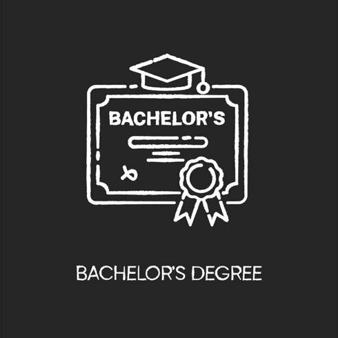 Bachelors degree chalk white icon cover image.