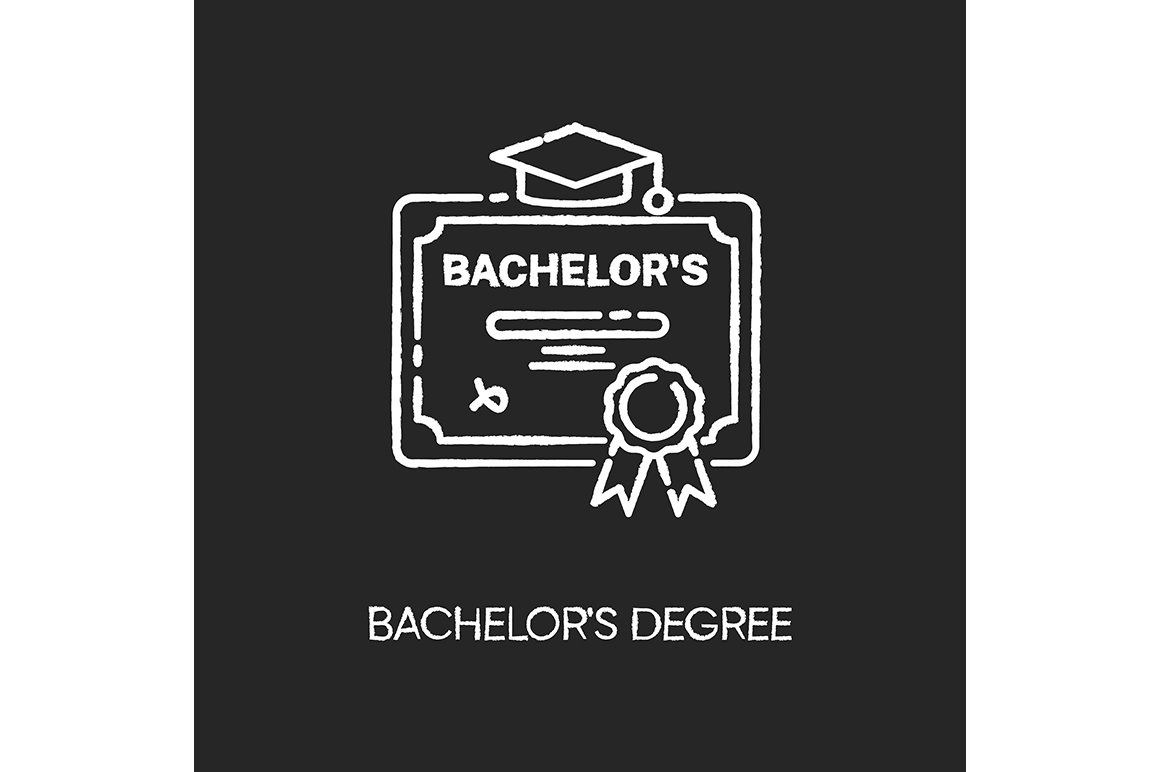 Bachelors degree chalk white icon cover image.