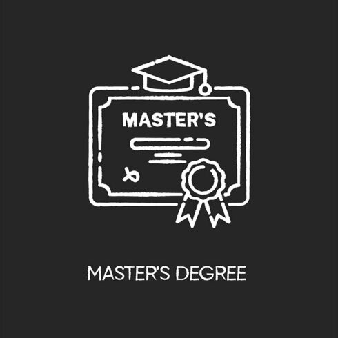 Masters degree chalk white icon cover image.