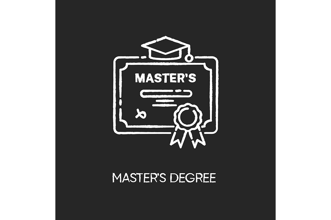 Masters degree chalk white icon cover image.
