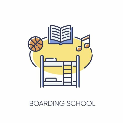 Boarding school RGB color icon cover image.