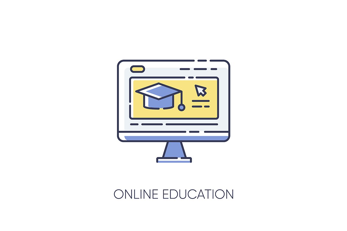 Online education RGB color icon cover image.
