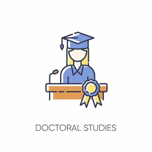 Doctoral studies RGB color icon cover image.