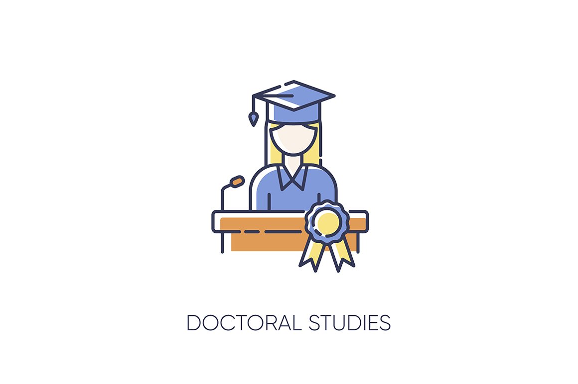 Doctoral studies RGB color icon cover image.