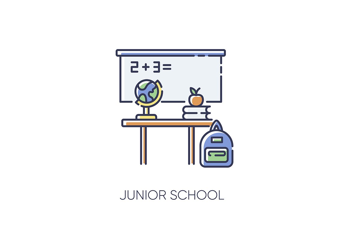 Junior school RGB color icon cover image.
