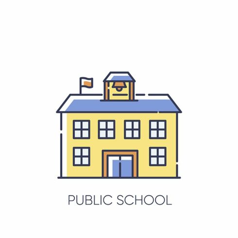 Public school RGB color icon cover image.