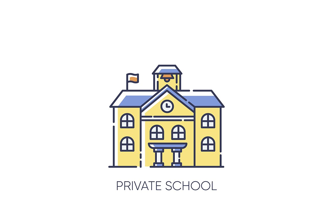 Private school RGB color icon cover image.