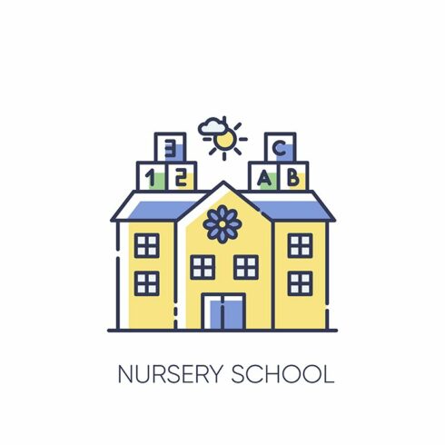 Nursery school RGB color icon cover image.