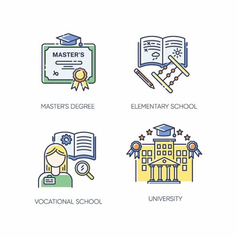 Primary and higher education icons cover image.